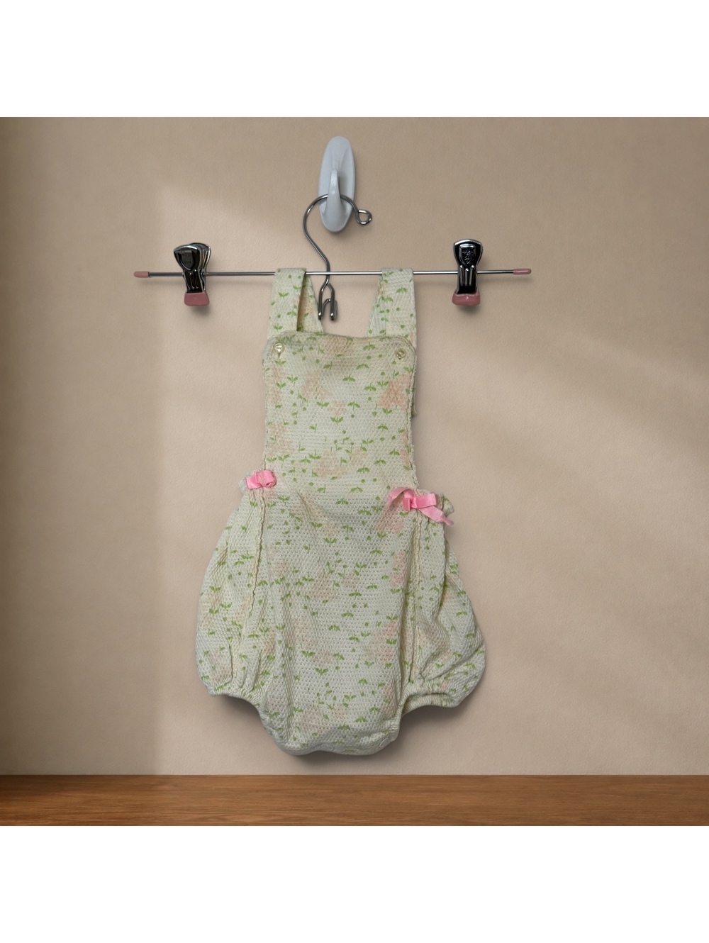 Vintage Carter’s Baby Bubble Romper Floral Pink Bows 12 Months